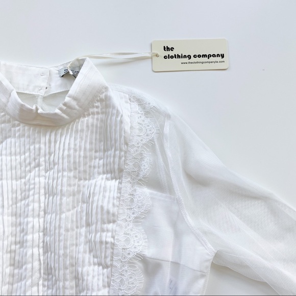 NWT Sheer Tulle Blouse with Ruffle Yoke Detail - Picture 3 of 6